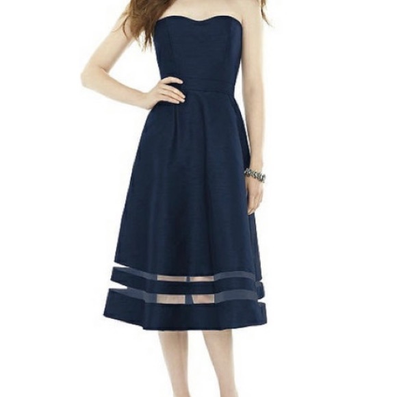 ALFRED SUNG Strapless beautiful midi dress, like new, 14 size Dupioni fabric - Picture 2 of 16